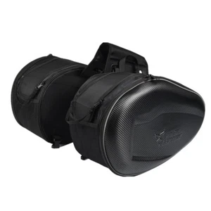 2x Motorcycle Saddlebags Rider Side Carbon Fiber Texture Bag Luggage Box - Picture 1 of 9