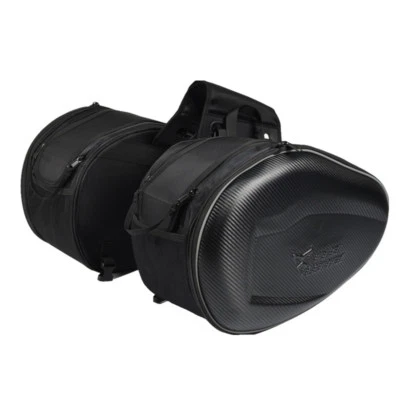 2x Motorcycle Saddlebags Rider Side Carbon Fiber Texture Bag Luggage Box - Image 1 of 4