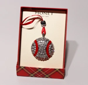 MONET Jeweled Baseball Ornament 2022 - New - Picture 1 of 5