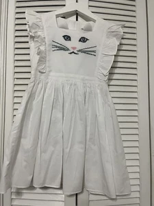 CHARABIA Beautiful White Cat face design Girl Dress Size 6 - Picture 1 of 4