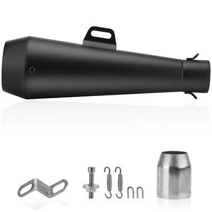 Slip-on 51mm 2" Universal Motorcycle Exhaust Muffler Pipe Tail Tips Horn Style - Picture 1 of 9