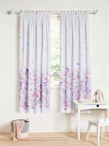 Little Home at John Lewis Pencil Pleat Blackout Lined Curtains Butterfly Print  - Picture 1 of 3