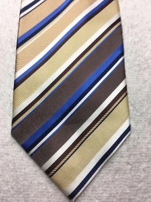 CORBATA LAURANT BENNET HOMBRE MARRÓN BEIGE AZUL BLANCO NEGRO RAYAS 3,5 X 60  Foto 1 de 4