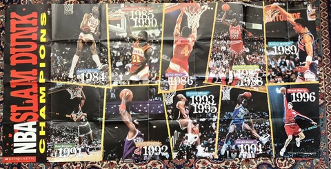 Michael Jordan Vintage 1997 NBA Slam Dunk Champ Poster SUPER HUGE 72" x 35.5" Cover