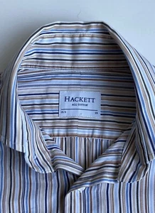 Hackett Men’s Multi Stripe Double Cuff Shirt - Size Large - 15.5” Inch Collar - Picture 1 of 15