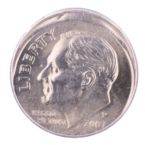 ERROR 2007 Roosevelt Dime ANACS MS64 Tilted Partial Collar Certified 10c Cover
