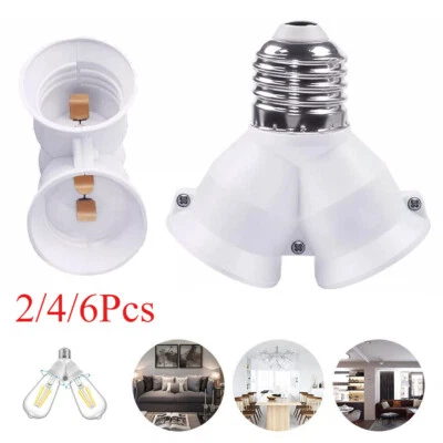 2 in 1 LED Light Socket Splitter Adapter for E26/E27 Medium Base Extender Socket - Image 1 of 4