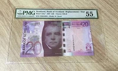 2007 Scotland, Bank Of Scotland £20 P126a* "Replacement/Star" PMG 55. POP 1 ! - Image 1 of 3