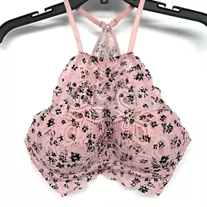 Pink Victoria's Secret BH Damen Größe Small Push Up Rosa Blumen Spitze Bralette - Bild 1 von 10