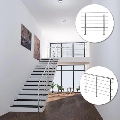 Geländer 5 Querstäbe Treppengeländer Edelstahl Handlauf Balkongeländer  80-240cm - Bild 1 von 4