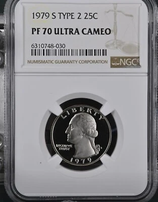 1979 S Type 2 Proof Washington 25c, NGC Graded PF 70 UCAM - Image 1 of 2