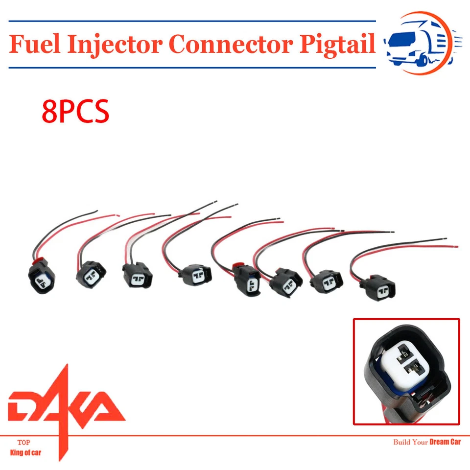 8Pcs Fits Dodge Ram 1500 Jeep Wrangler JK Fuel Injector Connector Pigtail PT2160 - Изображение 1 из 4