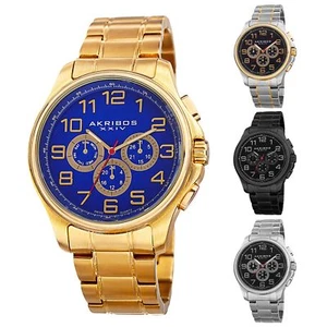Men's Akribos XXIV AK748 Swiss Multifunction Stainless Steel Bracelet Watch - Picture 1 of 17