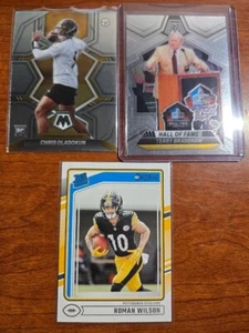 Pittsburg Steelers 3 Card Lot - Terry Bradshaw, Roman Wilson (RC), Oladokun (RC) - Picture 1 of 2