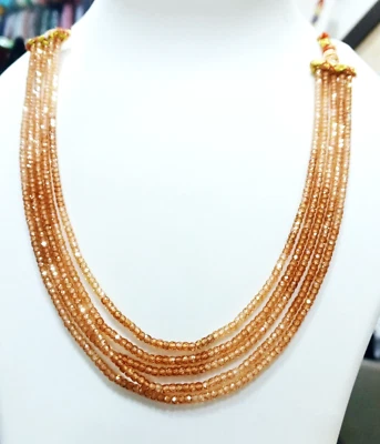 5 Filamenti Zircone Collana Perle, Rondella Zircone, Arancione Gioielli Vero - Immagine 1 di 4