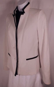Chaqueta Blazer MAX MARA Para Mujer Marfil con Borde Azul Marino y Rubor 2 Botones Talla 6 - Imagen 1 de 7