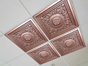Azulejos de techo de PVC lavables - 2' x 2' azulejos colocados sin molde, marrón cobre majestuoso - Imagen 1 de 2