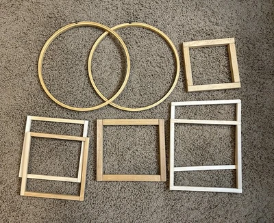 Needlepoint Stretcher Bars Lot of 8 frames oval and Square Wood Bars 5 Sizes - Image 1 of 4