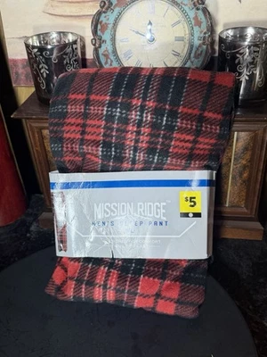 Pantalones pijama para dormir Mission Ridge de vellón a cuadros rojos y negros para hombre Foto 1 de 2