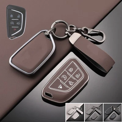 Alloy Leather Car Key Fob Case Cover For Cadillac CT5 XTS ESV XT4 XT5 CT6 ATS - Image 1 of 4
