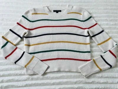 Suéter tejido manga larga a rayas multicolor blanco Banana Republic para mujer talla XS Foto 1 de 4