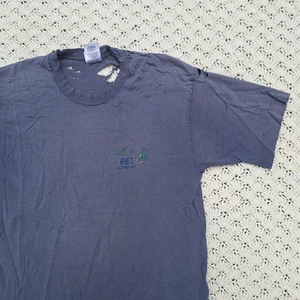 Vtg REI Rock Trad Climbing Gear Rack Graphic Distressed T Shirt Blue - Large - Picture 1 of 21
