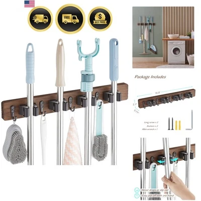 Broom Holder Wall Mount Rustproof Storage Organizer for Closet Garage Kitchen - Изображение 1 из 4