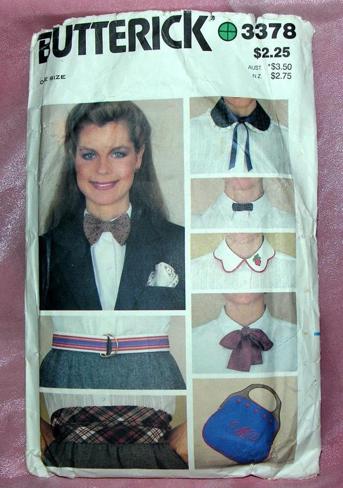 VTG BUTTERICK WOMENS ACCESSORIES PATTERN 3378 - BELTS, TIES, COLLARS, PURSE - Image 1 of 3