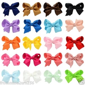 Lot of 20 Boutique Ribbon Hair Bows w/Clips Baby Toddler Girls 3 Inch Bows - Picture 1 of 12