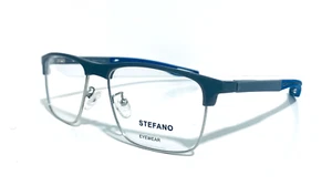 BRAND NEW STEFANO 0909 C7 MATTE GRAY BLUE SQUARE EYEGLASSES RX 53-18-140 MM - Picture 1 of 7