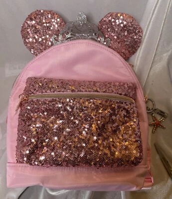 罕见迪士尼邮轮公司 Bibbidi Bobbidi 精品背包 Pink Sequins 美丽 — 第 1/4 张图片
