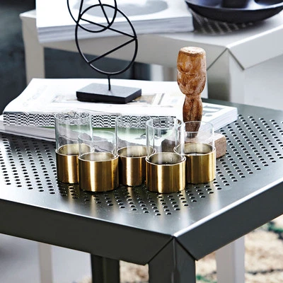 House Doctor 5er Vase Kerzenhalter Messing Gold Glas Blumenvase Deko Teelicht - Bild 1 von 2