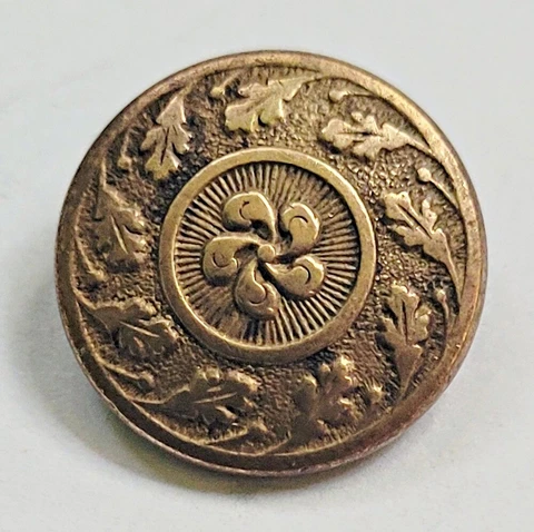 Antique Orange Colour Brass Button Mid 1800s 3/4" Cover