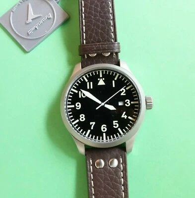 Aristo ME-47XLB, Bauhaus, Fliegeruhr, unbrandet, Stahl, matt, Lederband, Quarz - Bild 1 von 4