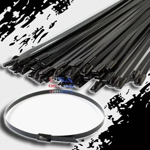 48" Coated Stainless Steel Exhaust Wrap UL Locking Cable Zip Ties Metal 20 Pcs - Picture 1 of 2