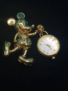 Napier Brand Mickey Mouse Pin with Clock Brooch - Picture 1 of 11