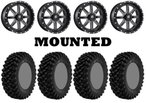 Kit 4 SuperATV XT Warrior Sticky 32x10-14 on Fuel Maverick Matte Black D538 1KXP - Picture 1 of 5