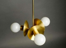 Mid century design pinwheel Sputnik chandelier eyeball Shade 5 Arm brass light