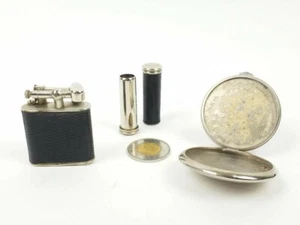 ANTIQUE MINISTERE DES FINANCES LIGHTER COMPACT VANITY SET LIPSTICK & CASE - Picture 1 of 9