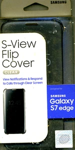 Nueva Funda Original Samsung Galaxy S7 edge PLUS S-View Transparente Abatible Cubierta Dorada - Imagen 1 de 2