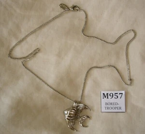 SILVERTONE 'MAKE A WISH' CLOWNFISH FISH REAL PEARL PENDANT NECKLACE 44 cm CHAIN - Picture 1 of 9