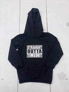 Kids Unisex Black "Straight Outta Timeout" Pullover Hoodie Size 6 - Picture 1 of 6