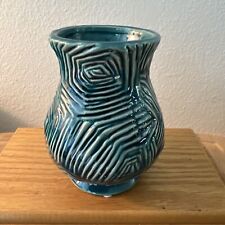 Dakota Fields Teal Vase 5” Geometric Design
