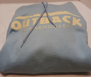 OUTBACK STEAKHOUSE Hoodie Light Blue Long Sleeve Hooded Sweatshirt Size Large - Picture 1 of 15