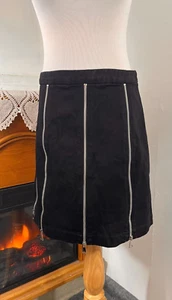 Vintage Alexander McQueen Black Denim Zipper Skirt ~ Size Small - Picture 1 of 5