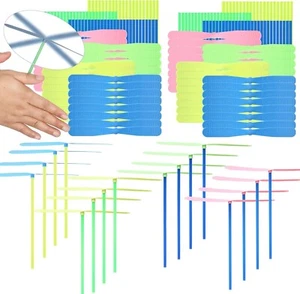 100 Pcs Flying Helicopter Toys Set, 50 Propeller+ 50 Rod,Hand Helicopter, - Picture 1 of 7