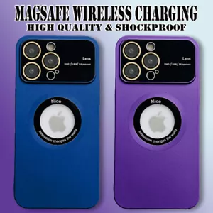 Custodia Magsafe per iPhone 14 Pro Max 13 12 11 protezione lente vetro opaca gel - Foto 1 di 19