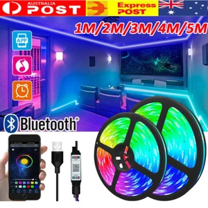 1M-5M LED Strip Light 5050 RGB USB 5V Bluetooth Music Control TV Room Lamp Deco - Picture 1 of 17