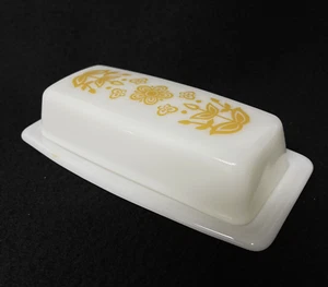Plato de mantequilla Pyrex Butterfly Gold años 50 marca redonda excelente - Imagen 1 de 6
