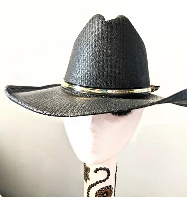 Western Express男式经典牛帽黑色草编牛仔帽7 — 第 1/4 张图片